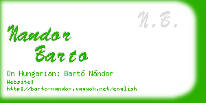 nandor barto business card